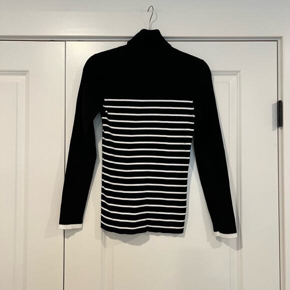 Lauren Ralph Lauren Women's Turtleneck Sweater Black White Stripes Size Large - Picture 6 of 9